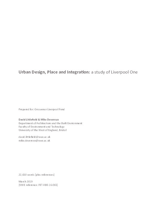 Urban design, place and integration: A study of Liverpool one Thumbnail