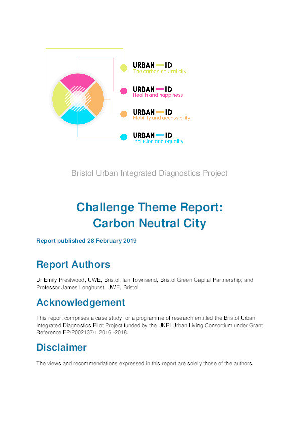 Bristol urban integrated diagnostics project. Challenge theme report: Carbon neutral city Thumbnail