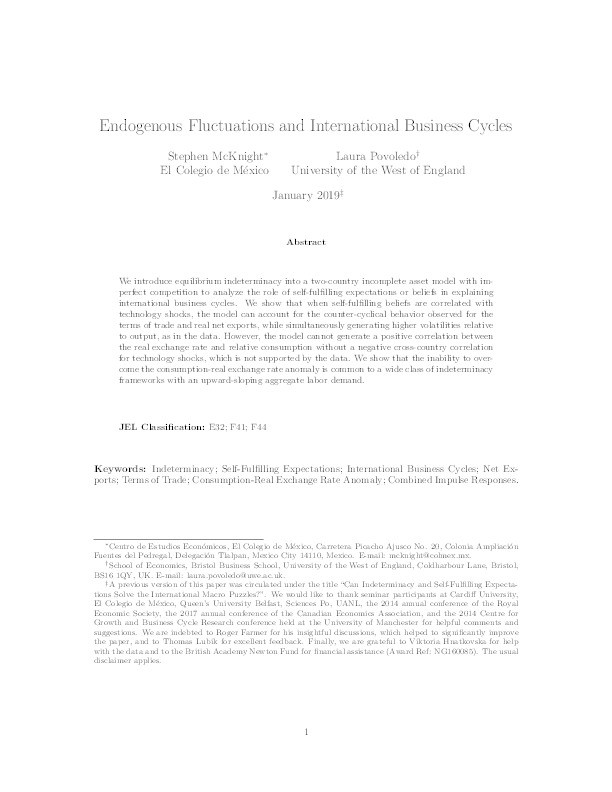 Endogenous fluctuations and international business cycles Thumbnail