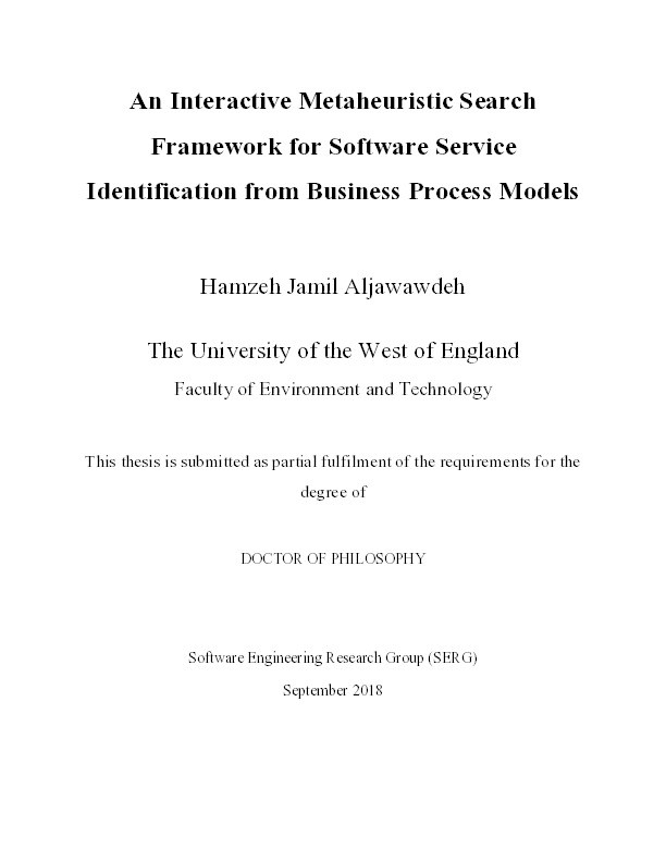 An interactive metaheuristic search framework for software service
identification from business process models Thumbnail