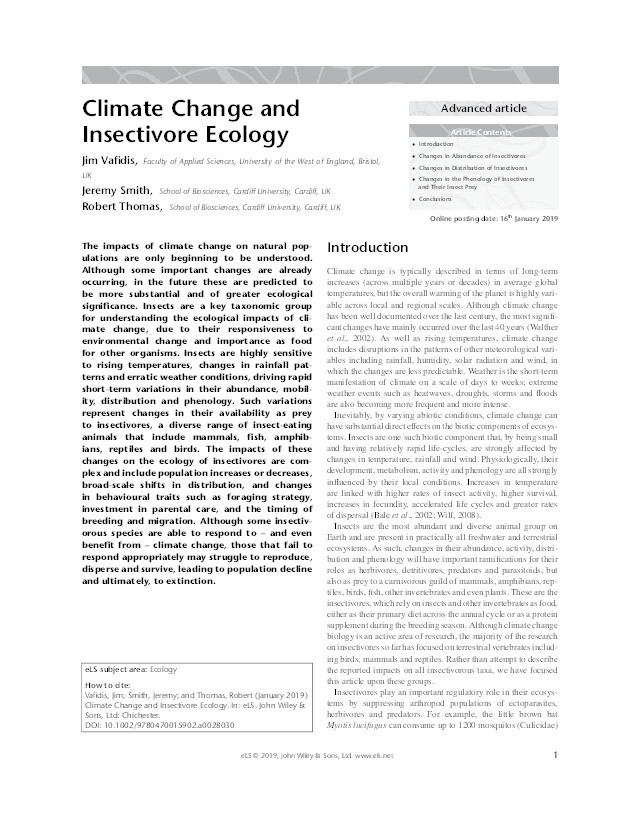Climate change and insectivore ecology Thumbnail