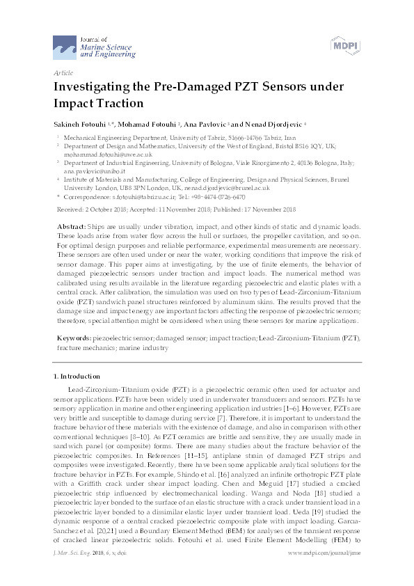 Investigating the pre-damaged PZT sensors under impact traction Thumbnail