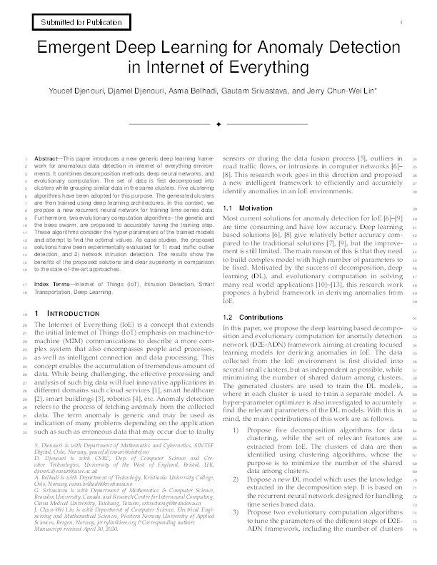 Emergent deep learning for anomaly detection in internet of everything Thumbnail