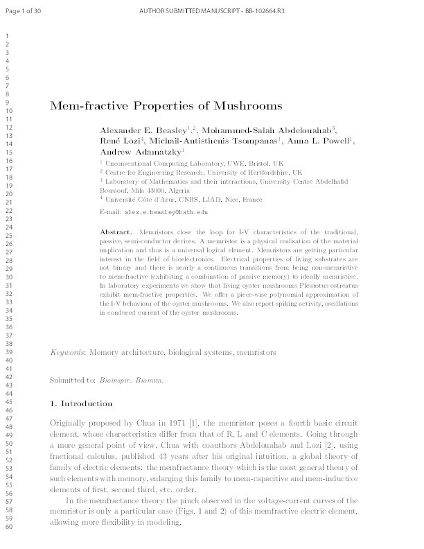 Mem-fractive properties of mushrooms Thumbnail