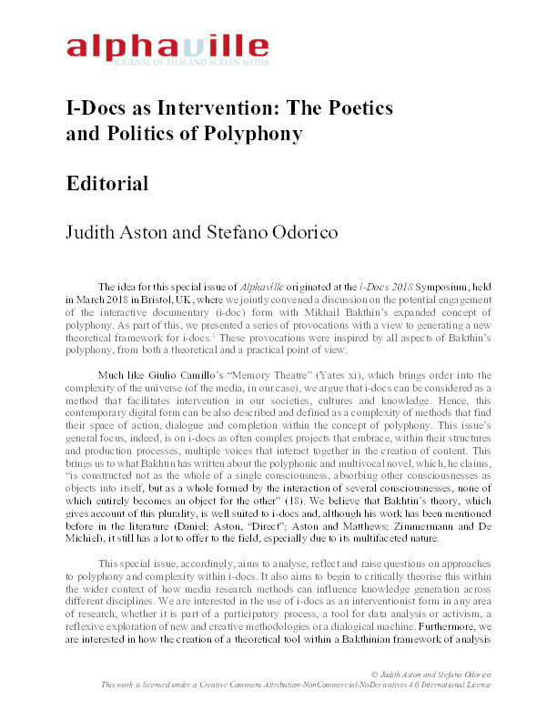 I-Docs as intervention: The poetics and politics of polyphony Thumbnail