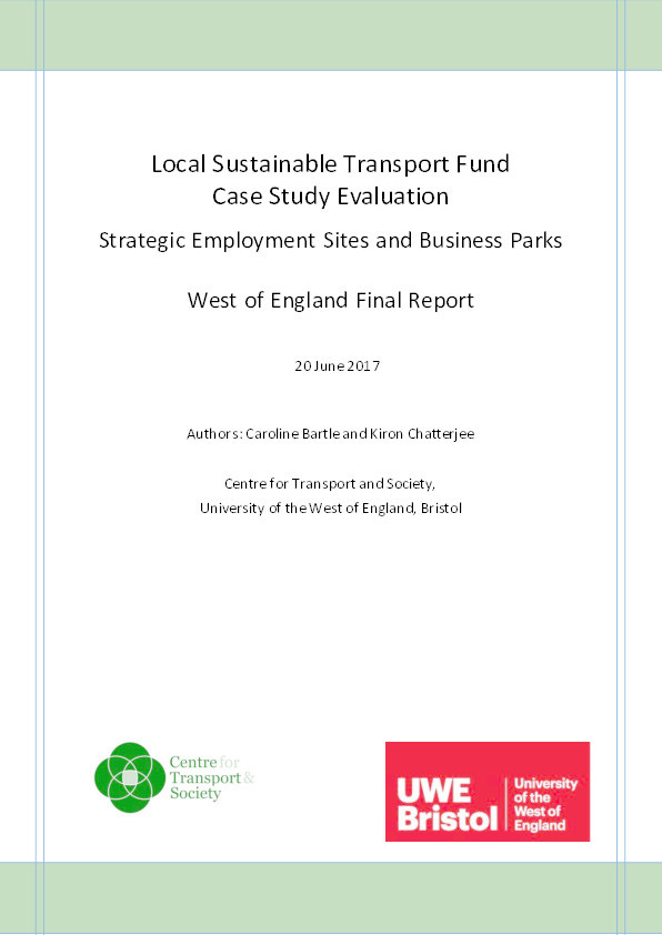 Local sustainable transport fund case study evaluation: Strategic employment sites and business parks West of England final report Thumbnail