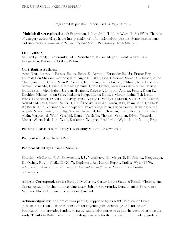 Registered replication report on Srull and Wyer (1979) Thumbnail