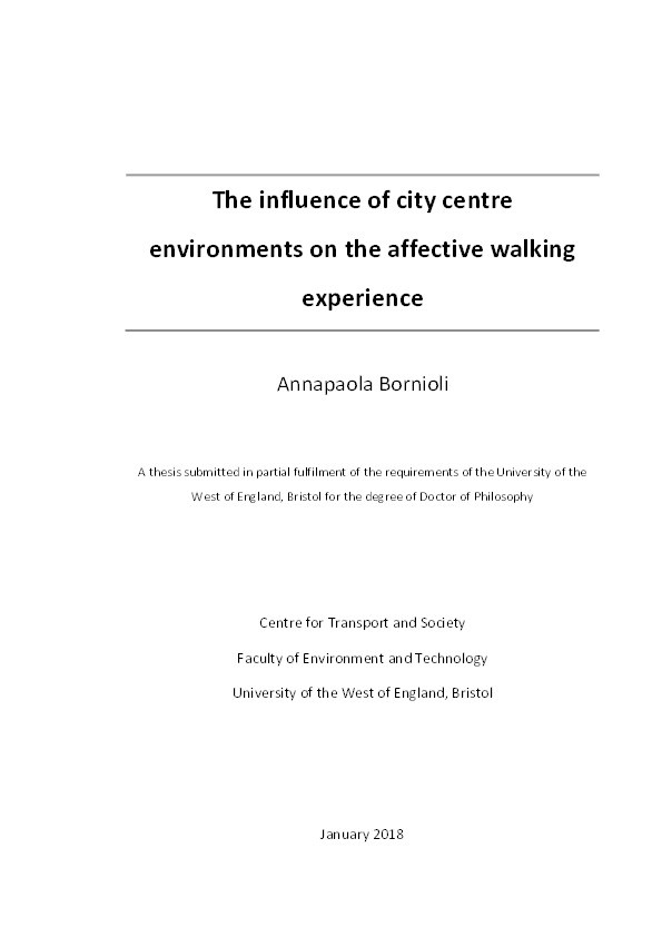 The influence of city centre environments on the affective walking experience Thumbnail