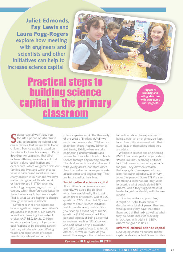 Practical steps to building science capital in the primary classroom Thumbnail