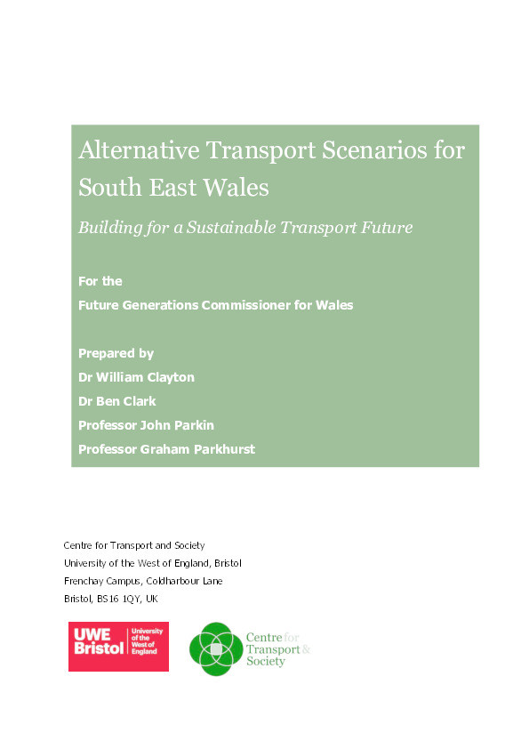 Alternative transport scenarios for South East Wales: Building for a sustainable transport future Thumbnail