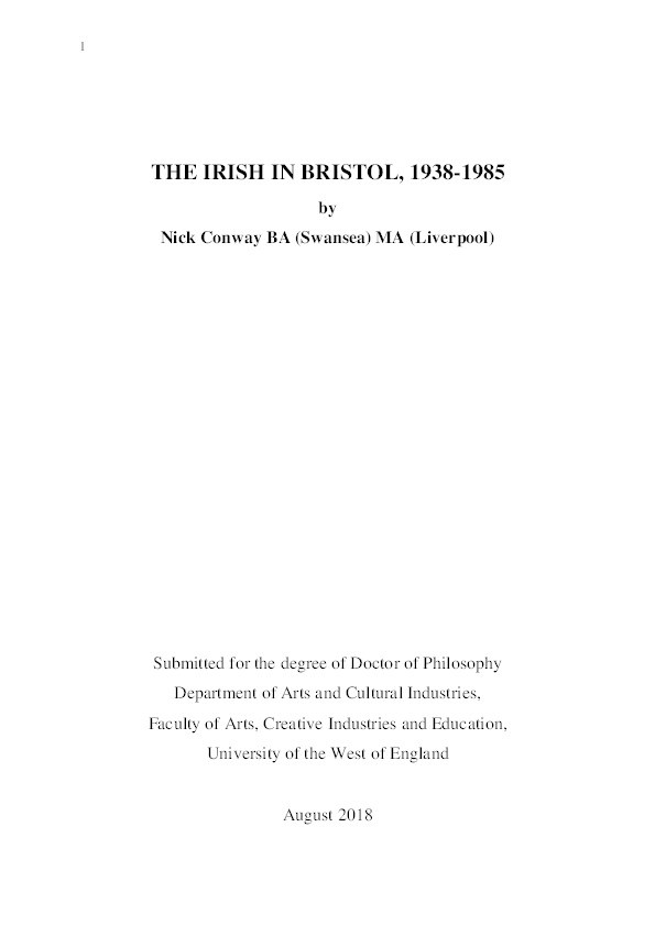 The Irish in Bristol, 1938-1985 Thumbnail