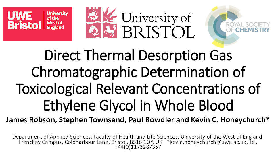 Direct thermal desorption gas chromatographic determination of ethylene glycol in whole blood Thumbnail