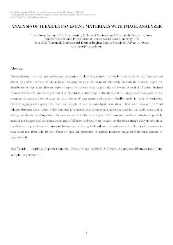 Analysis of flexible pavement materials with image analyzer Thumbnail