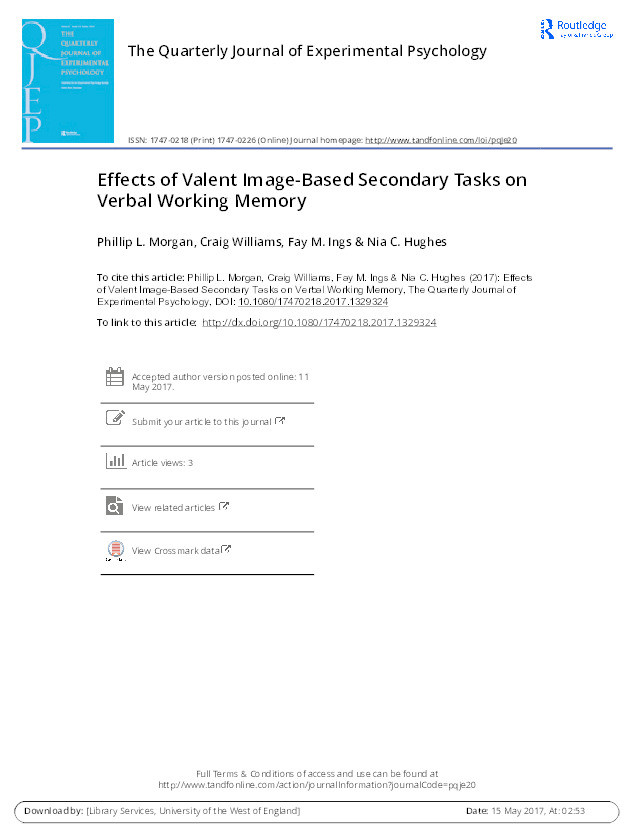 Effects of valent image-based secondary tasks on verbal working memory Thumbnail