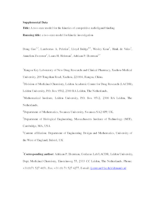 A two-state model for the kinetics of competitive radioligand binding Thumbnail