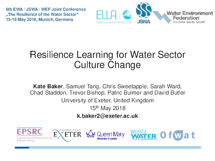 Resilience learning for water sector culture change Thumbnail
