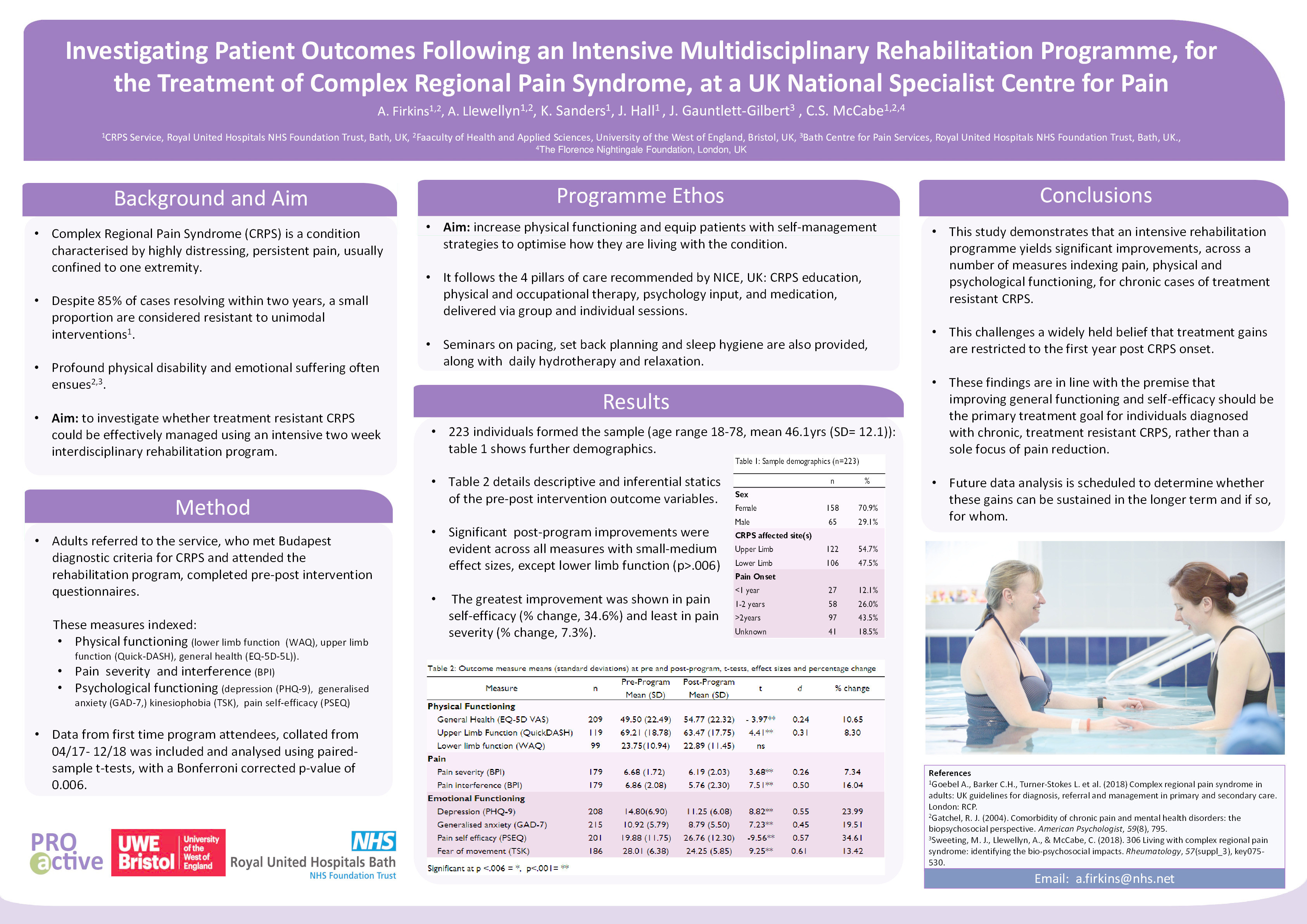 Investigating patient outcomes following an intensive multidisciplinary rehabilitation programme, for the treatment of Complex Regional Pain Syndrome (CRPS) at a UK National specialist centre for pain Thumbnail