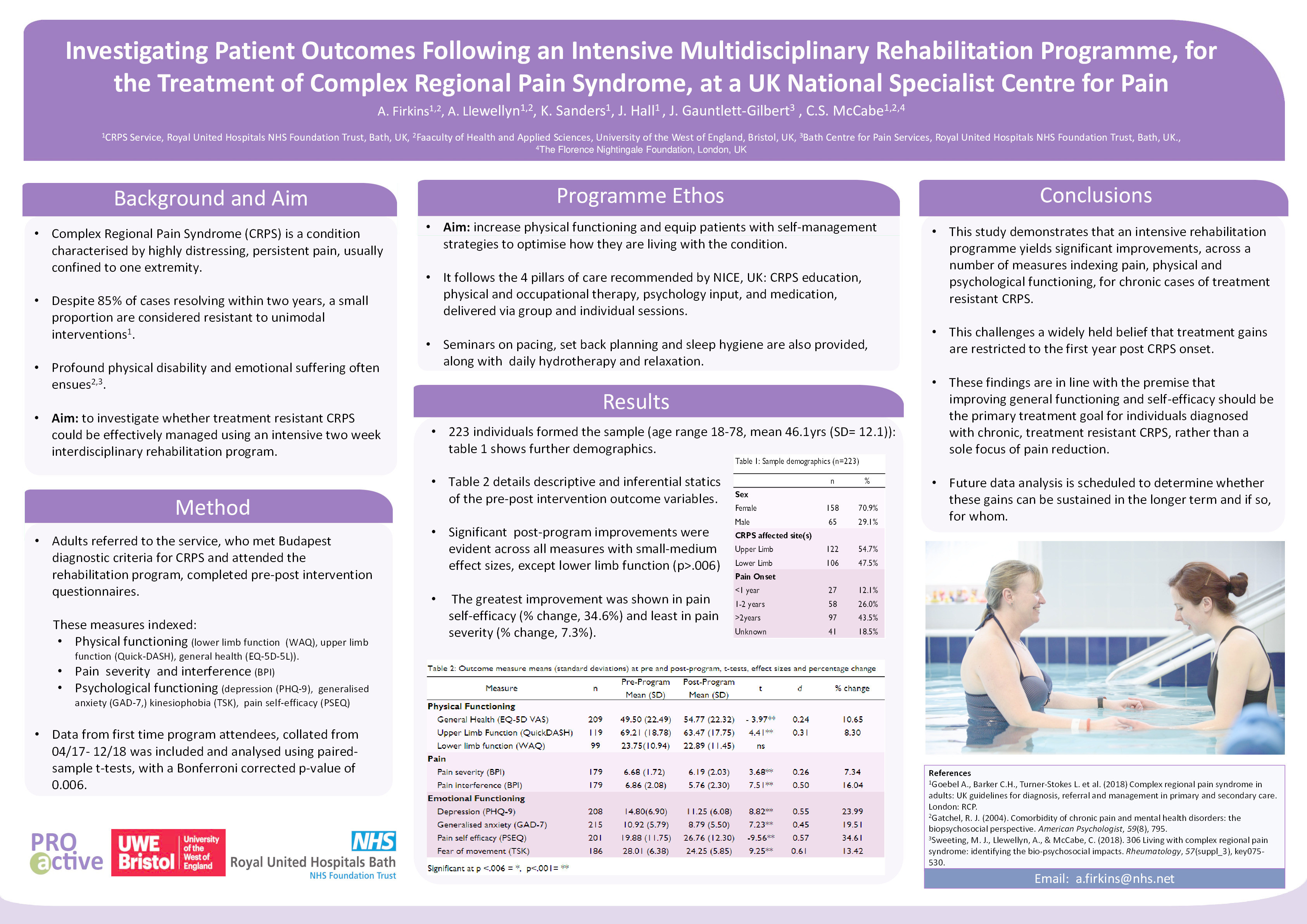 Investigating patient outcomes following an intensive multidisciplinary rehabilitation programme, for the treatment of Complex Regional Pain Syndrome (CRPS) at a UK National specialist centre for pain Thumbnail
