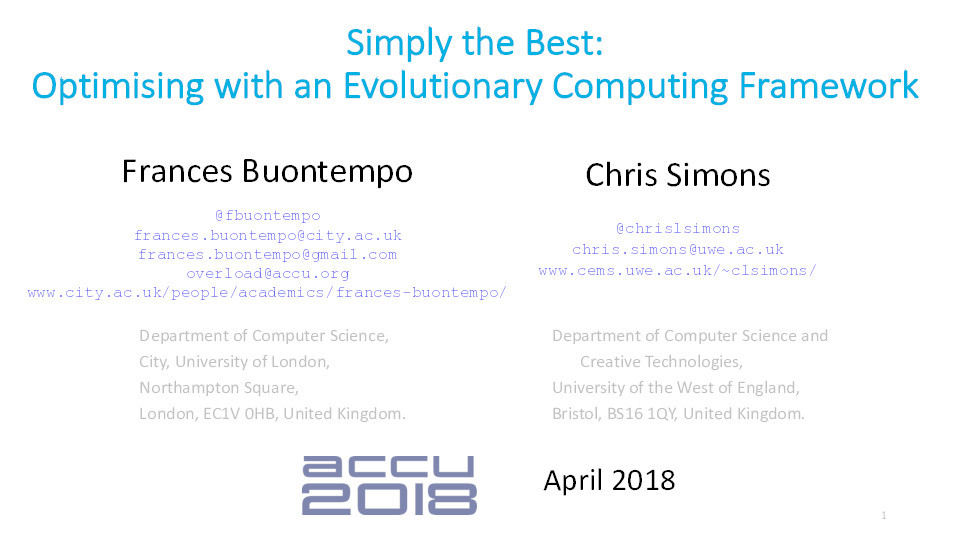 Simply the best: Optimising with an evolutionary computing framework Thumbnail