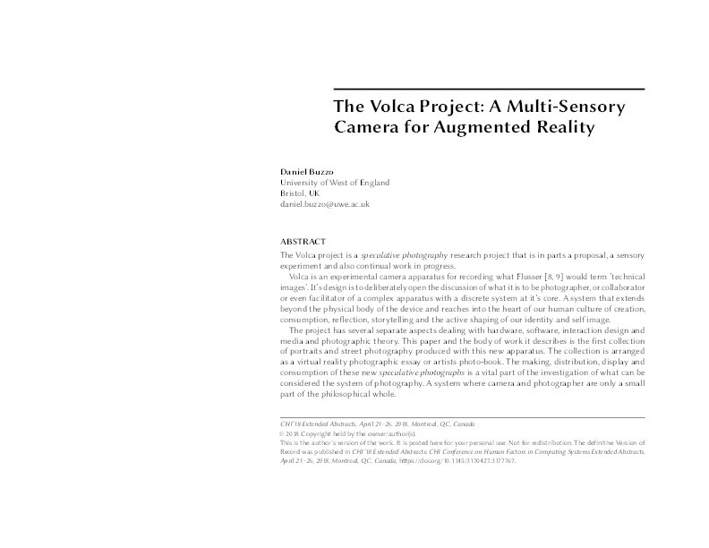 The Volca project: A multi-sensory camera for augmented reality Thumbnail