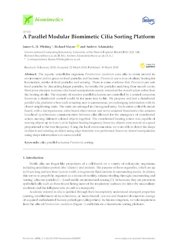 A parallel modular biomimetic cilia sorting platform Thumbnail