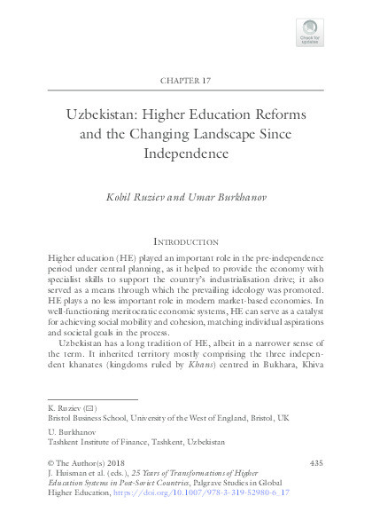 Uzbekistan: Higher education reforms and the changing landscape since independence Thumbnail