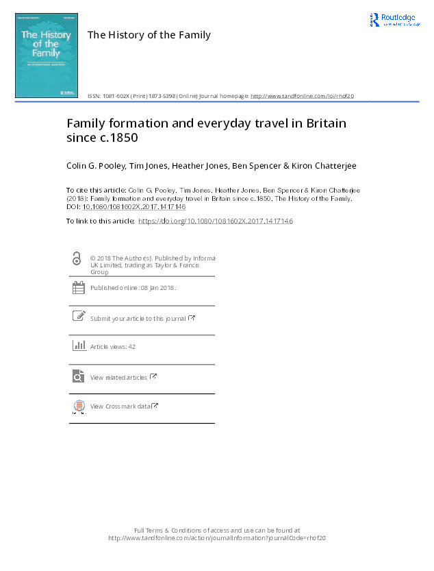 Family formation and everyday travel in Britain since c.1850 Thumbnail