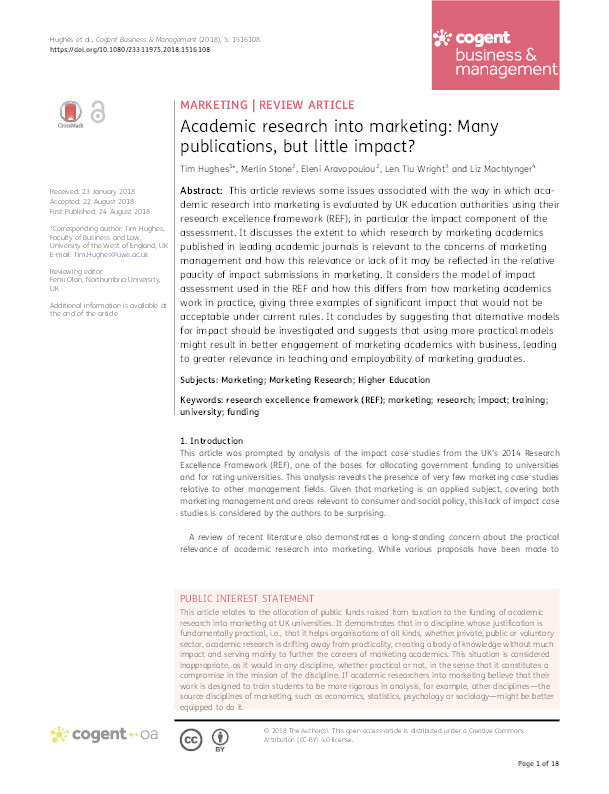 Academic research into marketing: Many publications, but little impact? Thumbnail