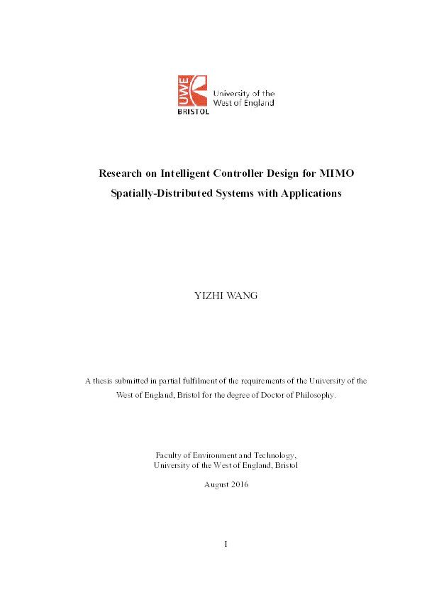 Research on intelligent controller design for MIMO spatially -Distributed systems with applications Thumbnail