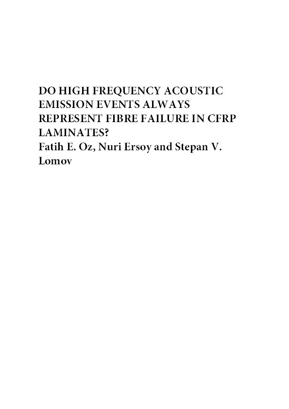 Do high frequency acoustic emission events always represent fibre failure in CFRP laminates? Thumbnail