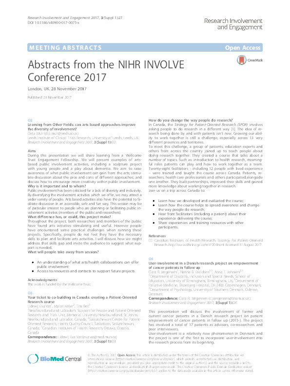 Discovering the role of public co-applicant on a National Institute for Health Research (NIHR) Programme grant Thumbnail