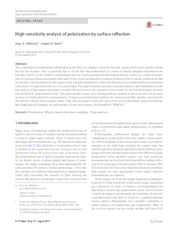 High-sensitivity analysis of polarization by surface reflection Thumbnail