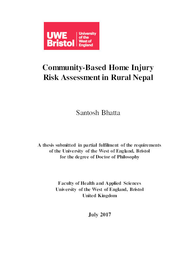 Community-based home injury risk assessment in rural Nepal Thumbnail