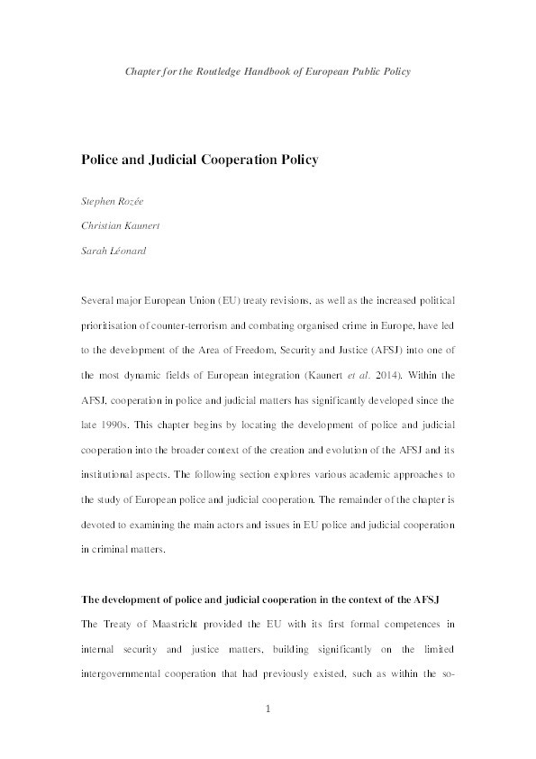 Police and Judicial Cooperation Policy Thumbnail