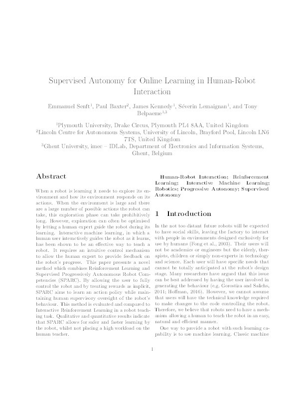 Supervised Autonomy for Online Learning in Human-Robot Interaction Thumbnail