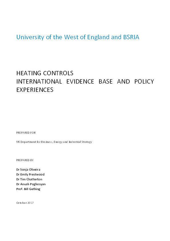 Heating controls: International evidence base and policy experiences Thumbnail