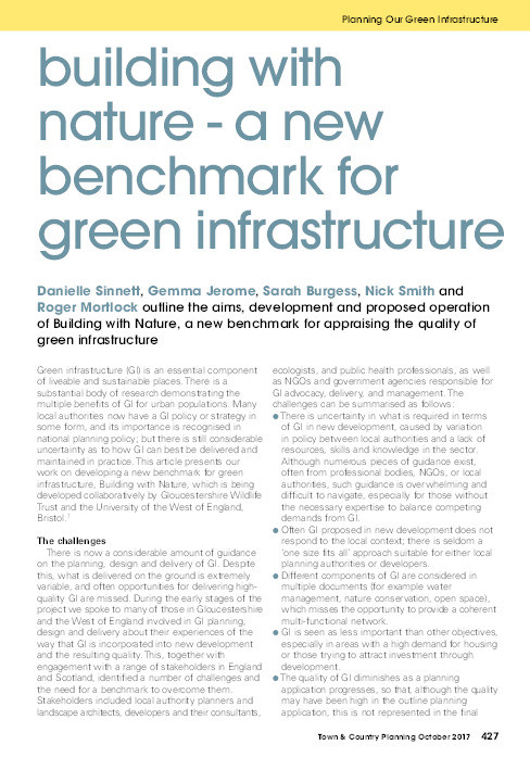 Building with nature - a new benchmark for green infrastructure Thumbnail