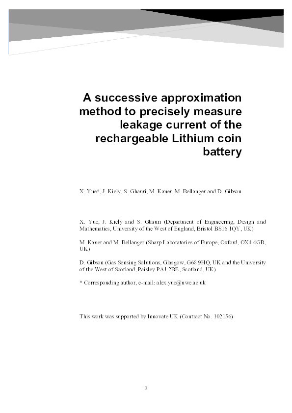 A successive approximation method to precisely measure leakage current of the rechargeable Lithium coin battery Thumbnail