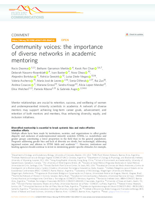 Community voices: The importance of diverse networks in academic mentoring Thumbnail