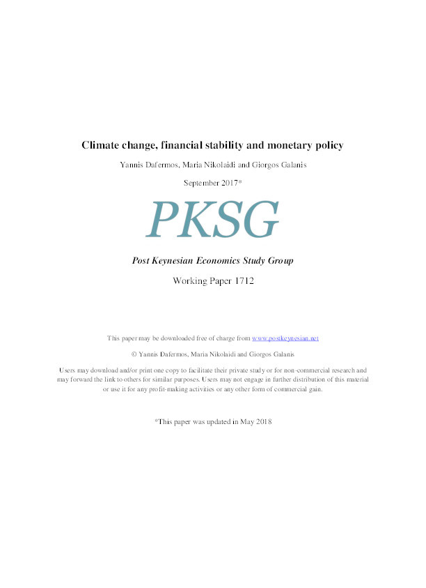 Climate change, financial stability and monetary policy Thumbnail