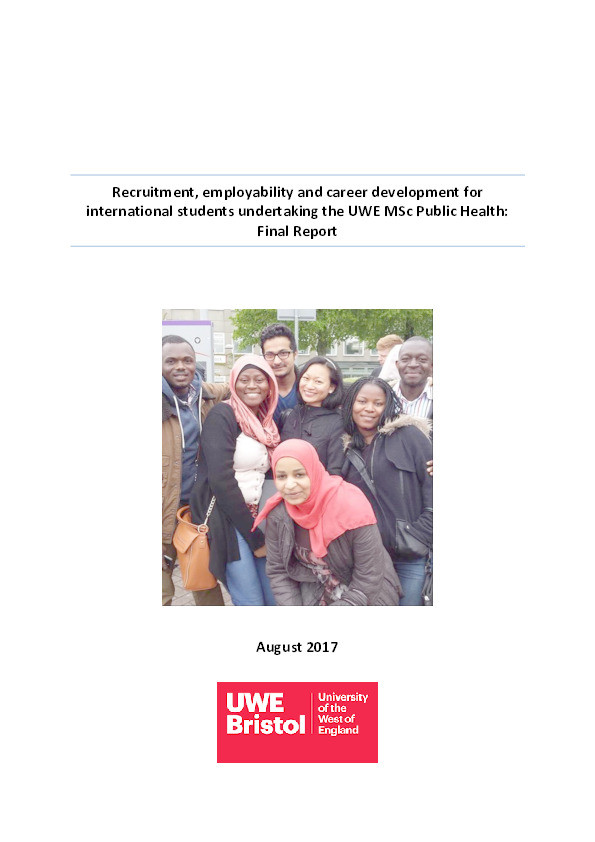 Recruitment, employability and career development for international students undertaking the UWE MSc Public Health: Final report Thumbnail