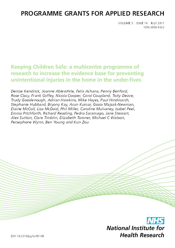Keeping children safe: A multicentre programme of research to increase the evidence base for preventing unintentional injuries in the home in the under-fives Thumbnail