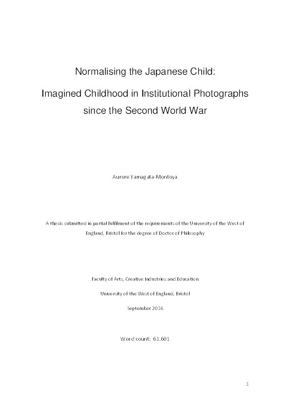 Normalising the Japanese child: Imagined childhood in institutional photographs since the Second World War Thumbnail