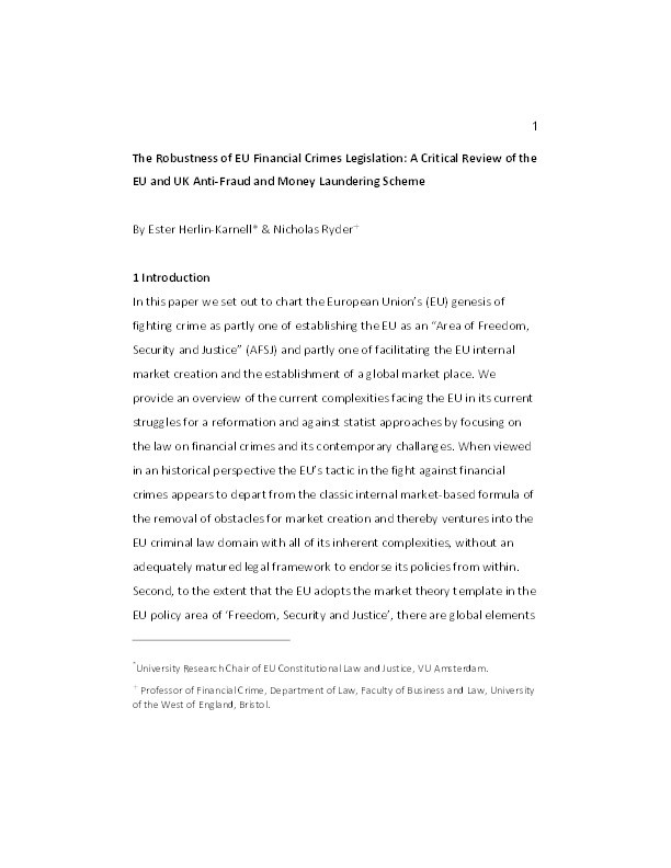 The robustness of EU financial crimes legislation: A critical review of the EU and UK anti-fraud and money laundering scheme Thumbnail