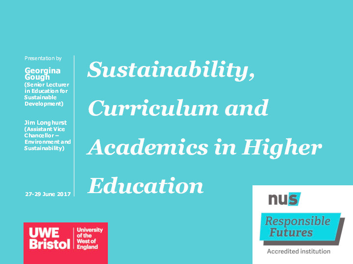 Sustainability, curriculum and academics in higher education Thumbnail
