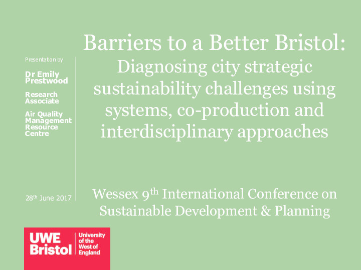 Barriers to a better Bristol: Diagnosing city strategic challenges using systems, co-production and interdisciplinary approaches Thumbnail