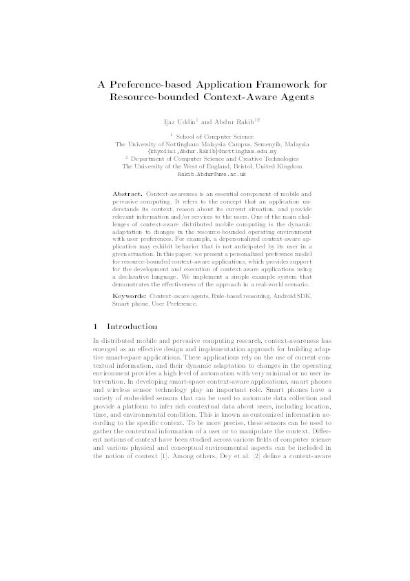 A preference-based application framework for resource-bounded context-aware agents Thumbnail