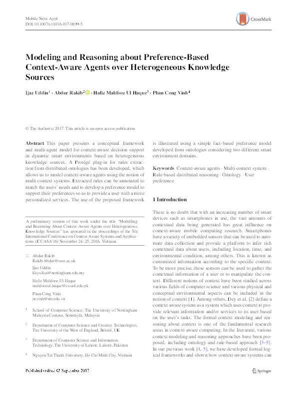 Modeling and Reasoning about Preference-Based Context-Aware Agents over Heterogeneous Knowledge Sources Thumbnail