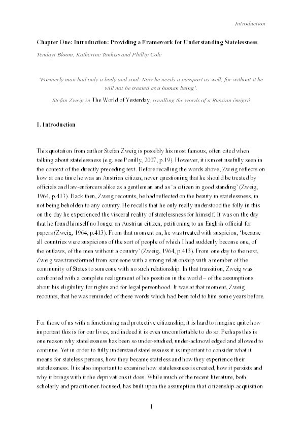 Providing a framework for understanding statelessness Thumbnail