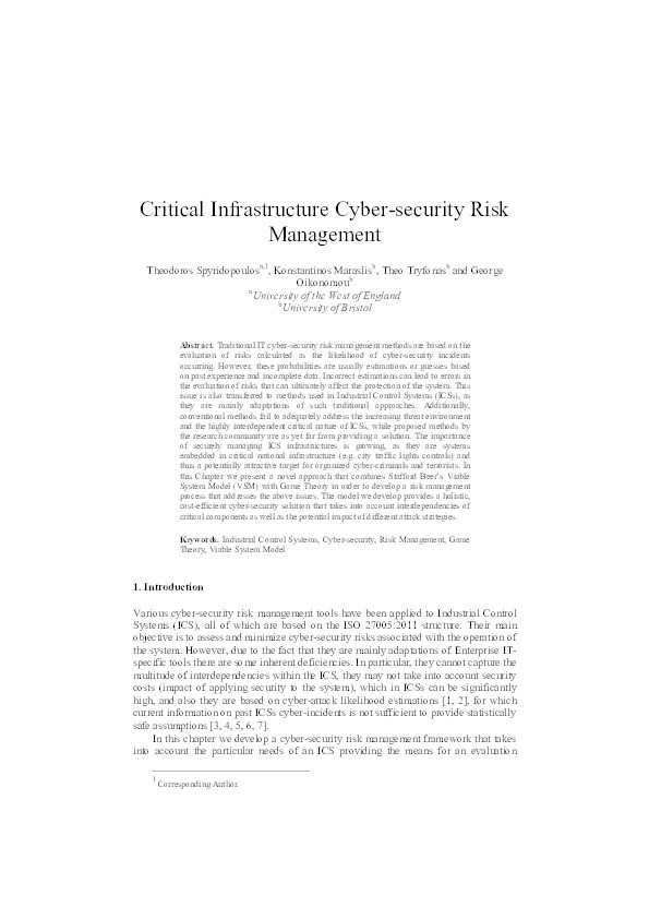 Critical infrastructure cyber-security risk management Thumbnail